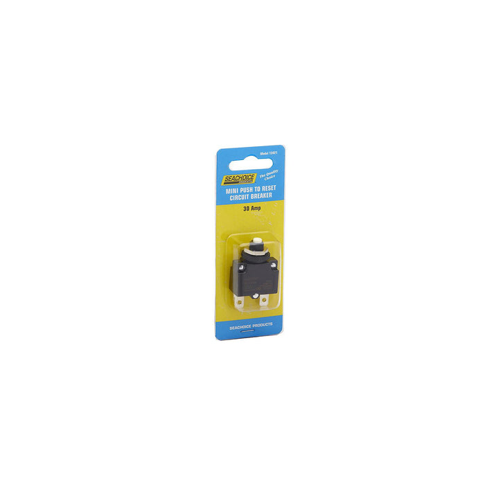 Seachoice 13421 Mini Push to Reset Circuit Breaker, 30 AMP