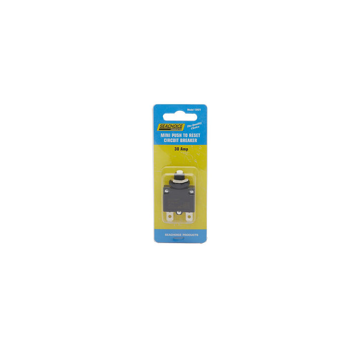 Seachoice 13421 Mini Push to Reset Circuit Breaker, 30 AMP