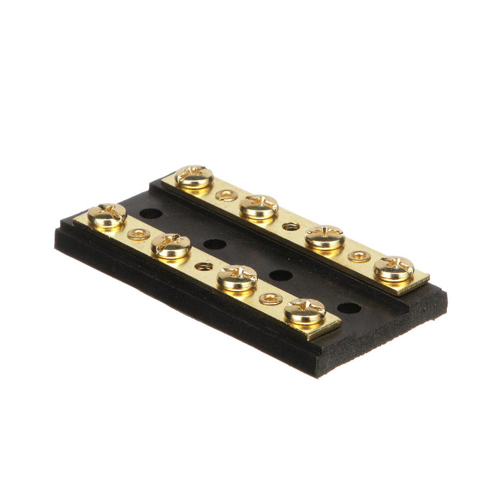 Seachoice 13501 Terminal Block, 4-Gang, Plastic Base with Brass Hardware