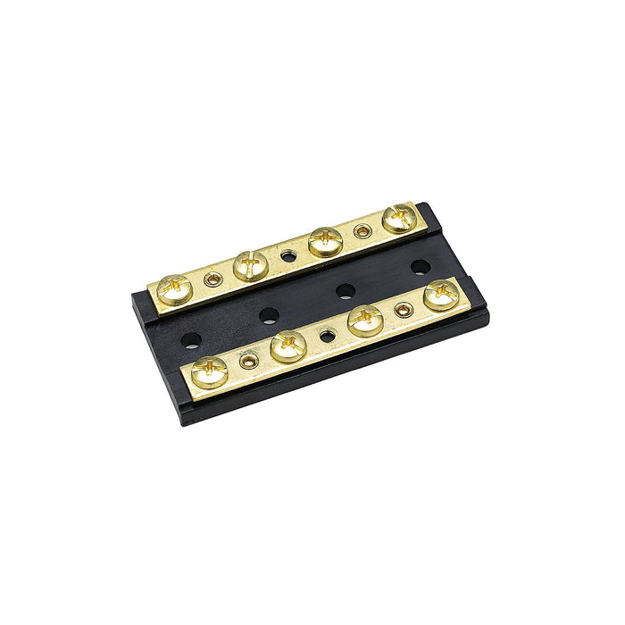 Seachoice 13501 Terminal Block, 4-Gang, Plastic Base with Brass Hardware