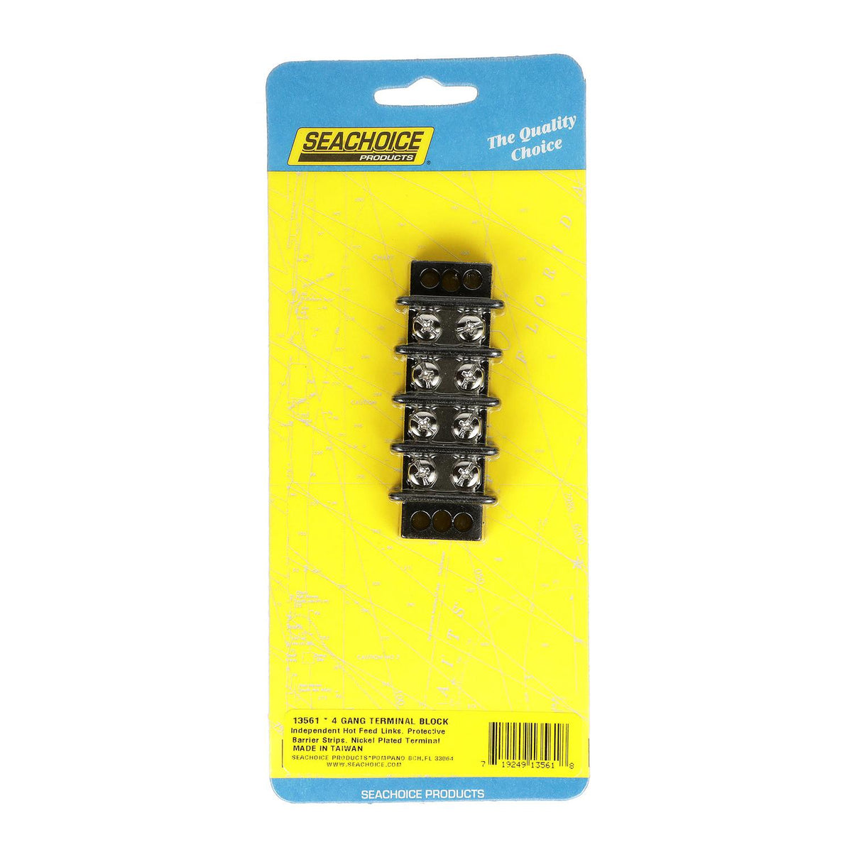 Seachoice 13561 Terminal Block, 4-Gang, Brass Clips and Contacts ...