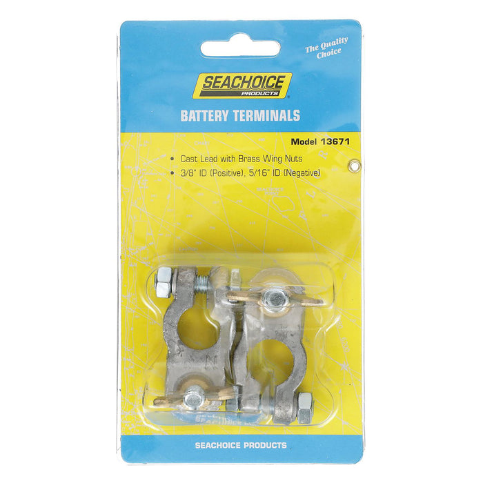 Seachoice 13671 Boat Battery Terminal Set w/ Wing Nuts, Includes Positive & Negative Terminals