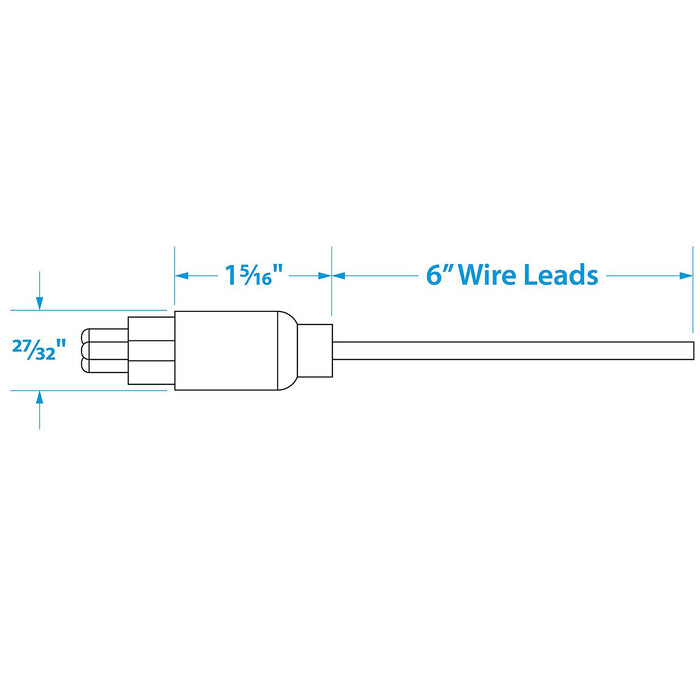 Seachoice 13751 Trolling Motor Plug, Straight, Male, Motor Side, 6 in. Lead Wires