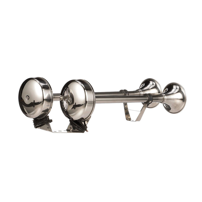 Seachoice 14561 SS Dual Trumpet Horn, Vibration-Free Mount Pad, 20-3/4 in. Long, 12V