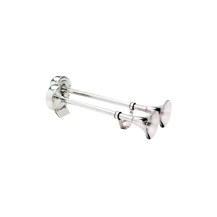 Seachoice 14561 SS Dual Trumpet Horn, Vibration-Free Mount Pad, 20-3/4 in. Long, 12V