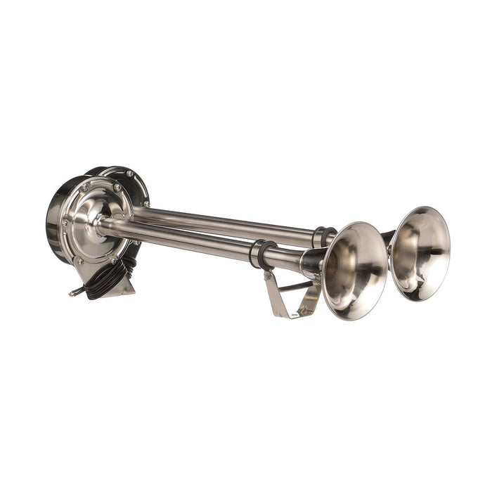 Seachoice 14561 SS Dual Trumpet Horn, Vibration-Free Mount Pad, 20-3/4 in. Long, 12V