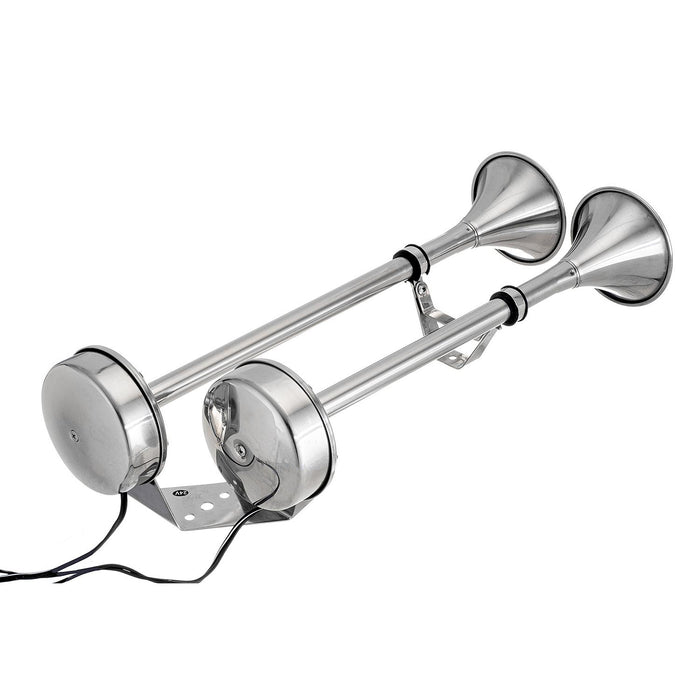 Seachoice HYF-305LT-24V Dual Trumpet Electric Horn, Stainless Steel, 123 dB Rating, 24V, 5 Max Amps, 18-1/2 in. L