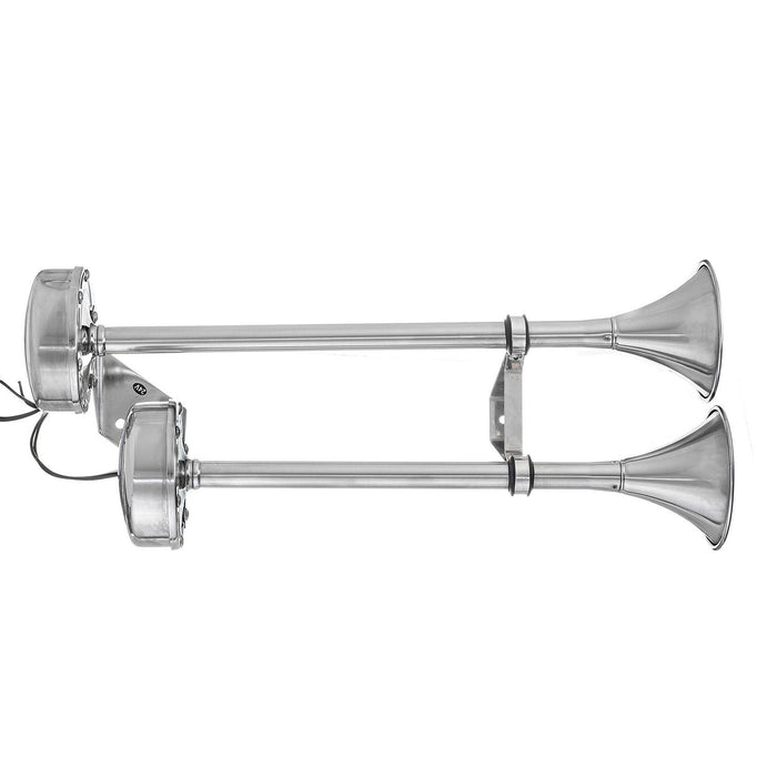 Seachoice HYF-305LT-24V Dual Trumpet Electric Horn, Stainless Steel, 123 dB Rating, 24V, 5 Max Amps, 18-1/2 in. L