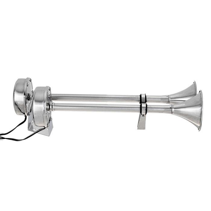 Seachoice HYF-305LT-24V Dual Trumpet Electric Horn, Stainless Steel, 123 dB Rating, 24V, 5 Max Amps, 18-1/2 in. L