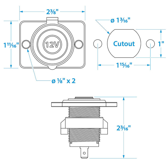 Seachoice A13-142AP-BB1 Accessory Socket, 12V, Boat