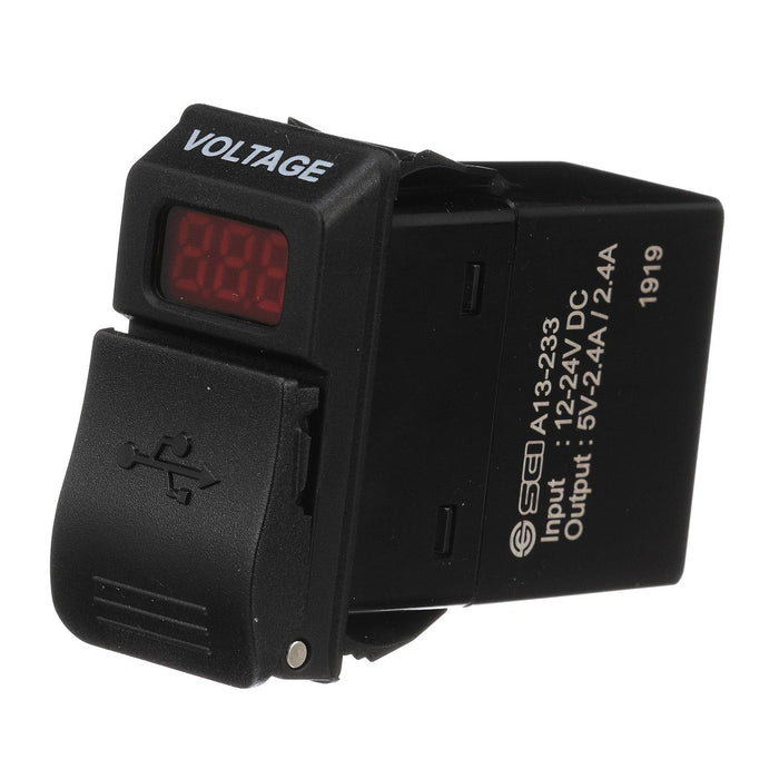 Seachoice A13-233A-01-BBRV Dual USB Voltmeter, 12-24V
