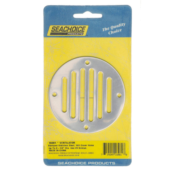 Seachoice 16081 Round Ventilator Cover, 3-1/4" Diameter, Covers Holes Up to 2-1/2", Stamped Stainless Steel