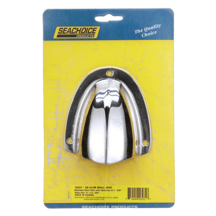 Seachoice 50-16231 Stainless-Steel Clam Shelll Ventilator 3-3/4" x 3-3/4" x, 1-7/8"