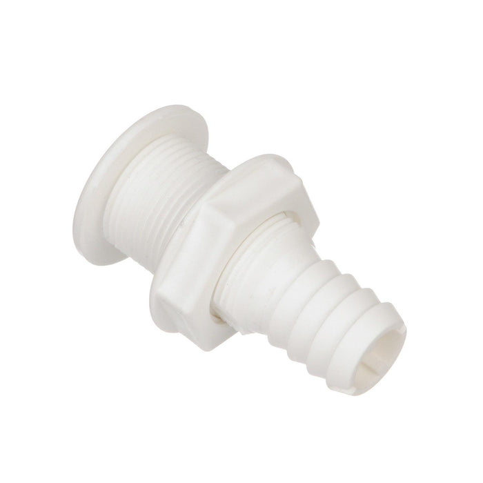 Seachoice 50-18071 Thru-Hull Connector w/ Broad Flange, Fits 1 In. ID Hose, 1-1/4 In. Max Hull