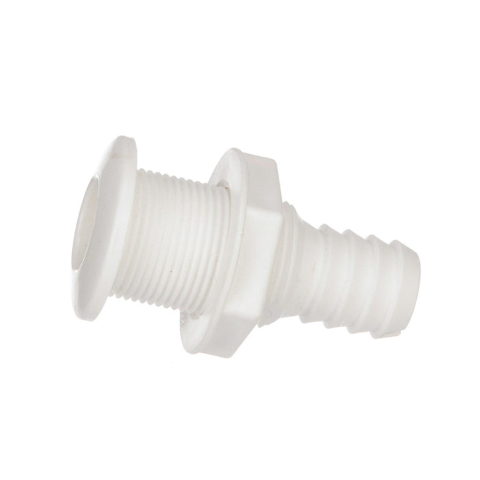 Seachoice 50-18071 Thru-Hull Connector w/ Broad Flange, Fits 1 In. ID Hose, 1-1/4 In. Max Hull