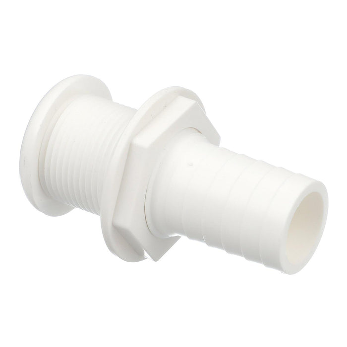 Seachoice 50-18091 Thru-Hull Connector w/ Broad Flange, White Finish, 1.125 In.
