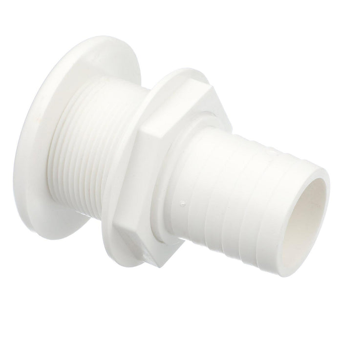 Seachoice 50-18111 Thru-Hull Connector w/ Broad Flange, White Finish, 1.5 In.