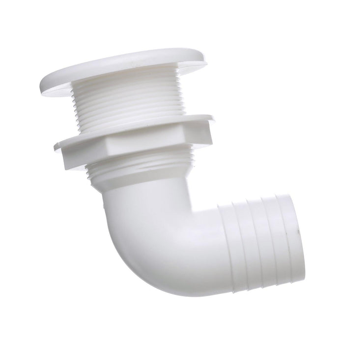Seachoice 50-18121 90-Degree Thru-Hull Connector, Fits 1-1/2 in. ID Hose, 1-3/8 in. Max Hull
