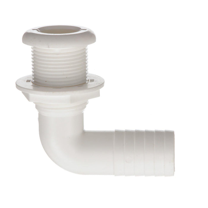 Seachoice 50-18141 90-Degree Thru-Hull Connector, Fits 1-1/8 In. ID Hose, 1-1/8 In. Max Hull