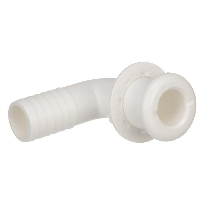 Seachoice 50-18141 90-Degree Thru-Hull Connector, Fits 1-1/8 In. ID Hose, 1-1/8 In. Max Hull