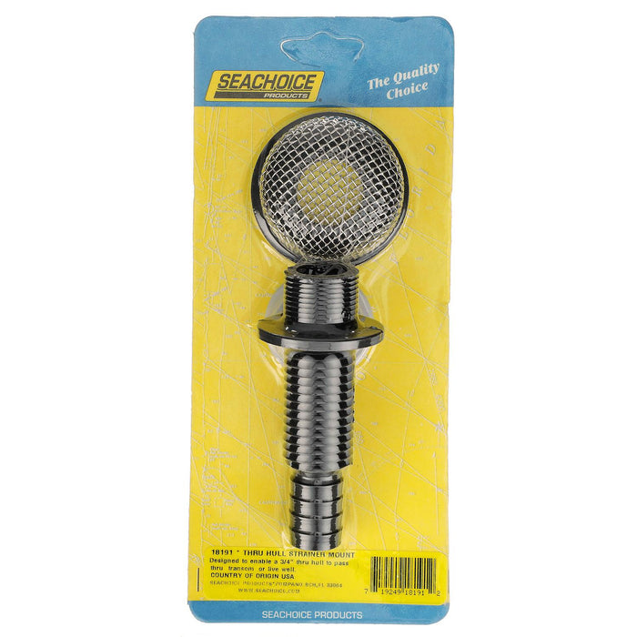 Seachoice 18191 Thru-Hull Strainer Mount With Aerator Screen, Fits 3/4 In. Hose