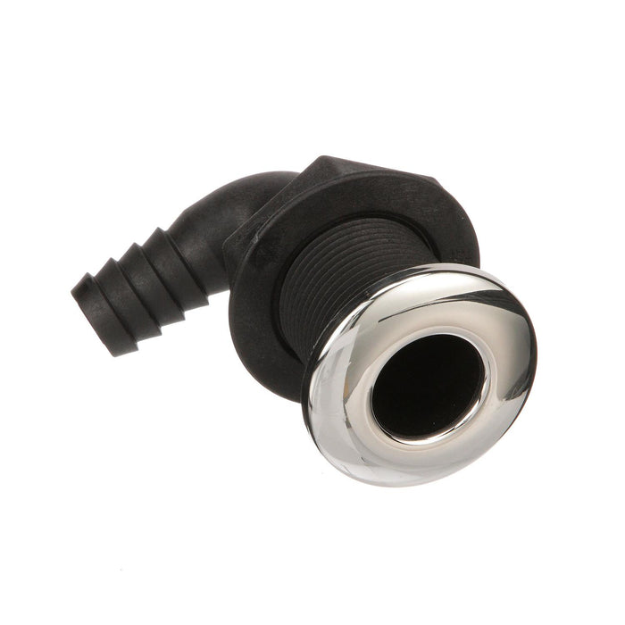 Seachoice 50-18541 90-Degree Thru-Hull Connector, Fits 3/4 In. ID Hose, 1-3/8 In. Max Hull, White
