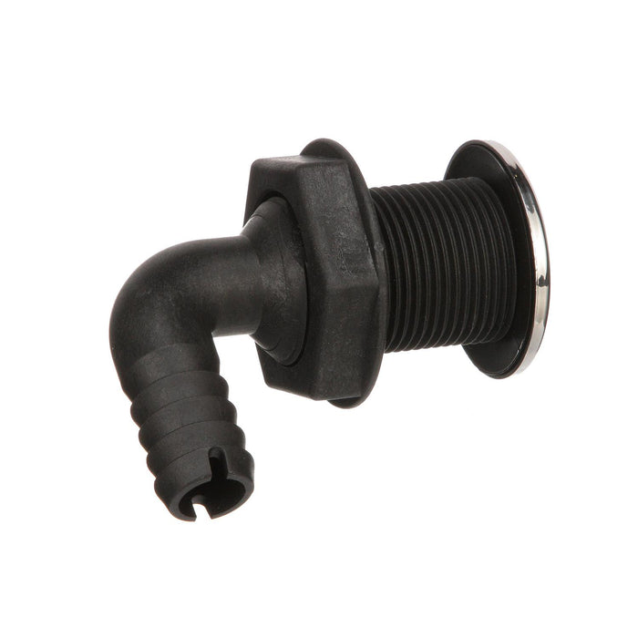 Seachoice 50-18541 90-Degree Thru-Hull Connector, Fits 3/4 In. ID Hose, 1-3/8 In. Max Hull, White