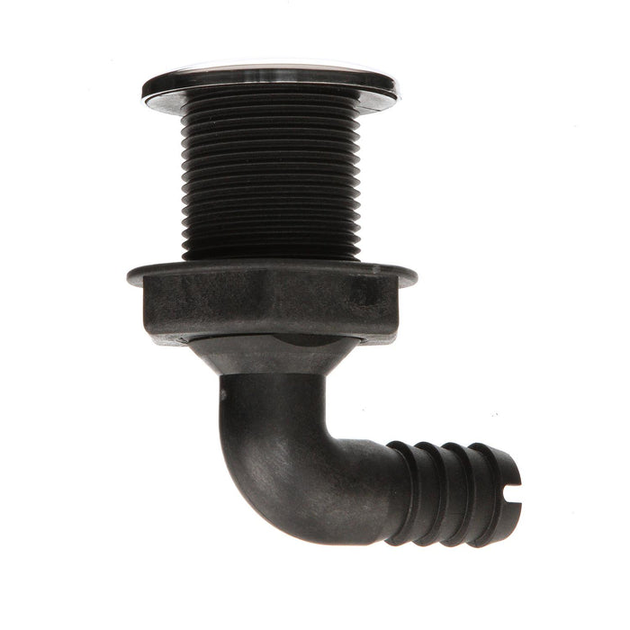 Seachoice 50-18541 90-Degree Thru-Hull Connector, Fits 3/4 In. ID Hose, 1-3/8 In. Max Hull, White