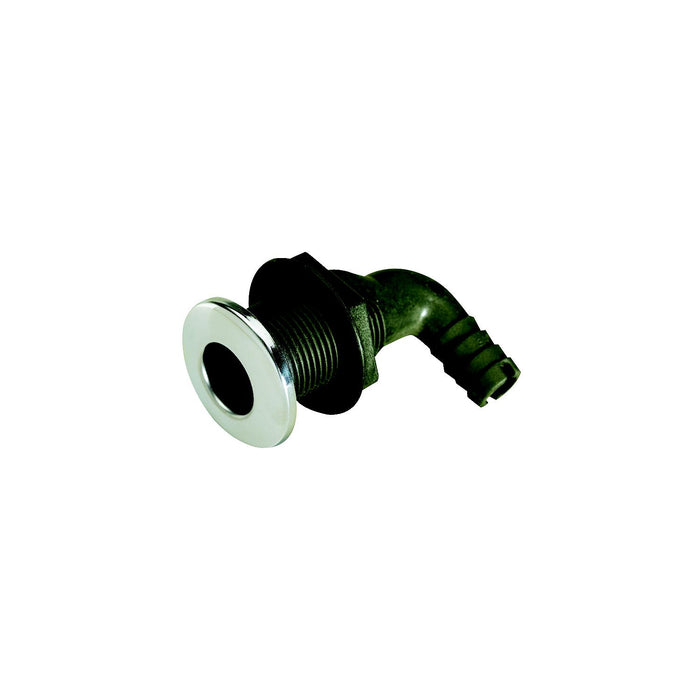 Seachoice 50-18561 90-Degree Thru-Hull Connector, Fits 1-1/8 In. ID Hose, 1-3/8 In. Max Hull