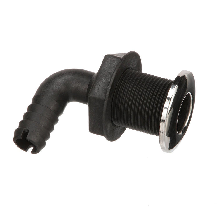 Seachoice 50-18541 90-Degree Thru-Hull Connector, Fits 3/4 In. ID Hose, 1-3/8 In. Max Hull, White