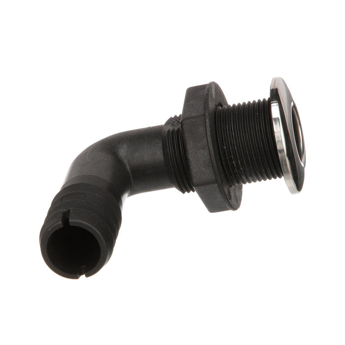 Seachoice 50-18561 90-Degree Thru-Hull Connector, Fits 1-1/8 In. ID Hose, 1-3/8 In. Max Hull
