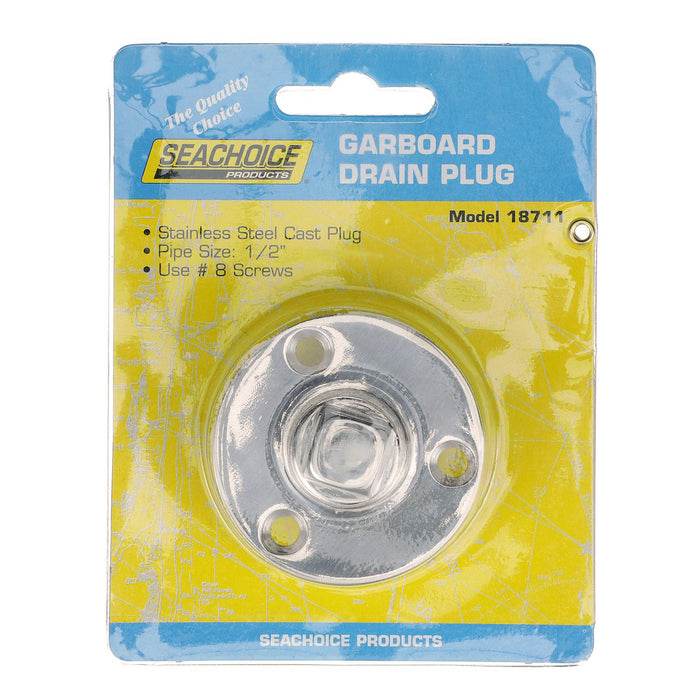 Seachoice 18711 Garboard Drain Plug, SS, Fits 1/2 In. Pipe, Includes Flange & Plug