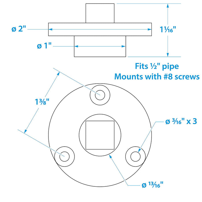 Seachoice 18711 Garboard Drain Plug, SS, Fits 1/2 In. Pipe, Includes Flange & Plug
