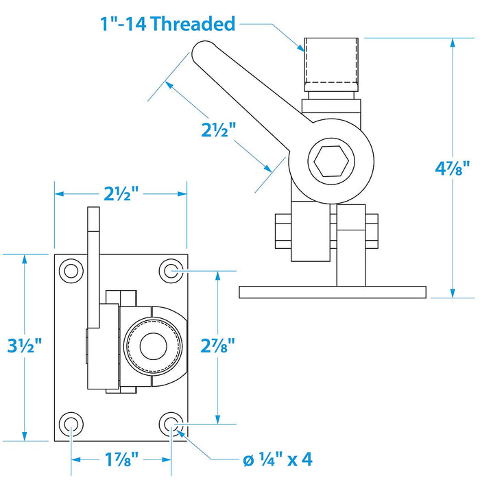 Seachoice 19521 Antenna 4-Way Ratchet Mount With Heavy-Duty Handle