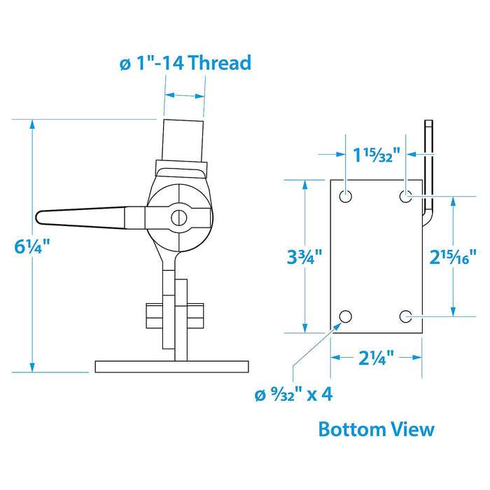 Seachoice 19531 Antenna Ratchet Mount Stainless Steel