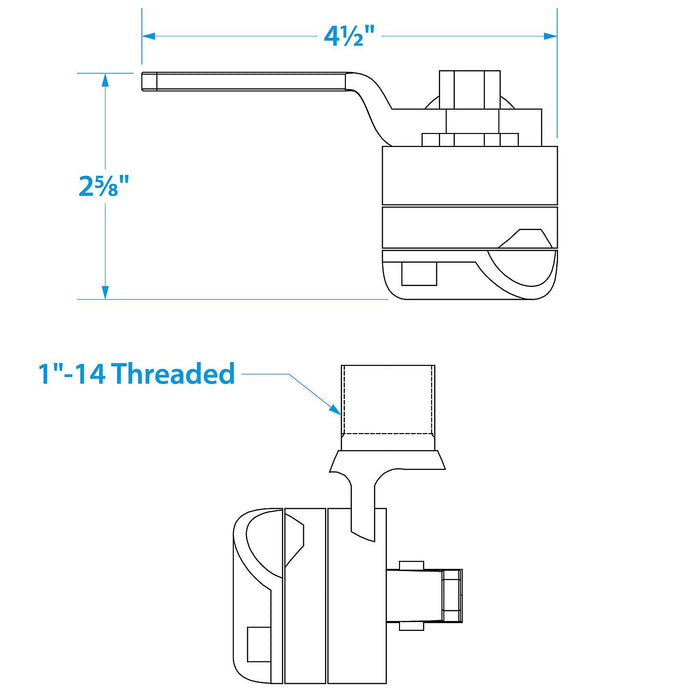Seachoice 19541 Antenna Rail Ratchet Mount w/ Heavy-Duty Handle, 316 SS