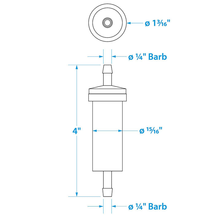 Seachoice 21101 in-Line Fuel Filter, 1/4 in., Plastic, Outboard, 20 Micron