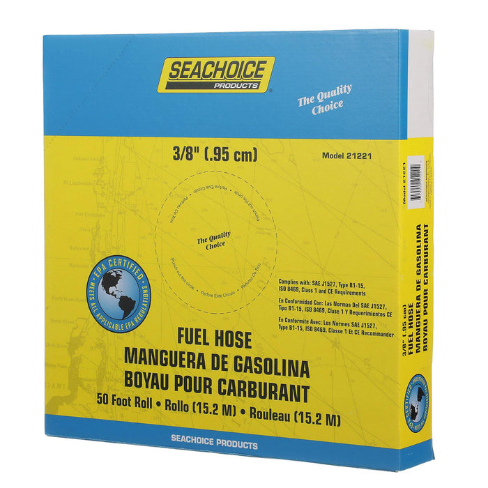 Seachoice Fuel Hose EPA Compliant, for Repair & Replacement on Outboard Engines, Type B, 50'