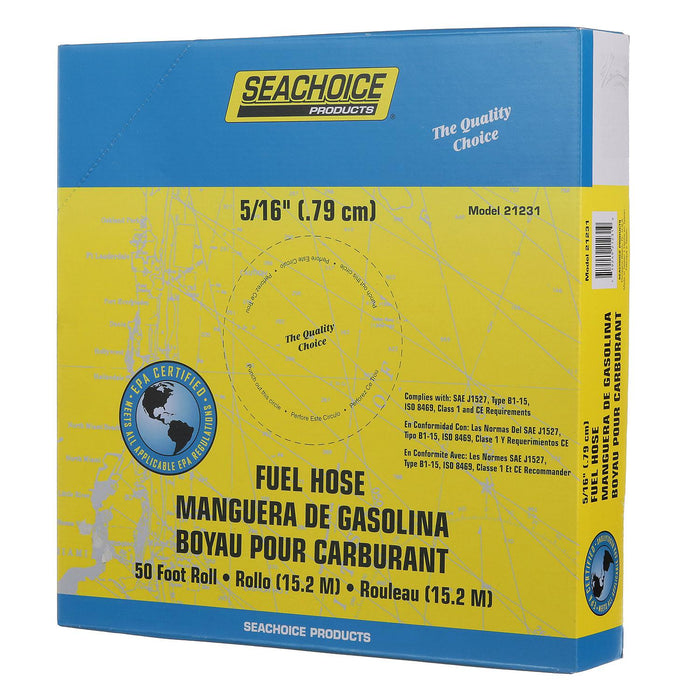 Seachoice Fuel Hose EPA Compliant, for Repair & Replacement on Outboard Engines, Type B, 50'