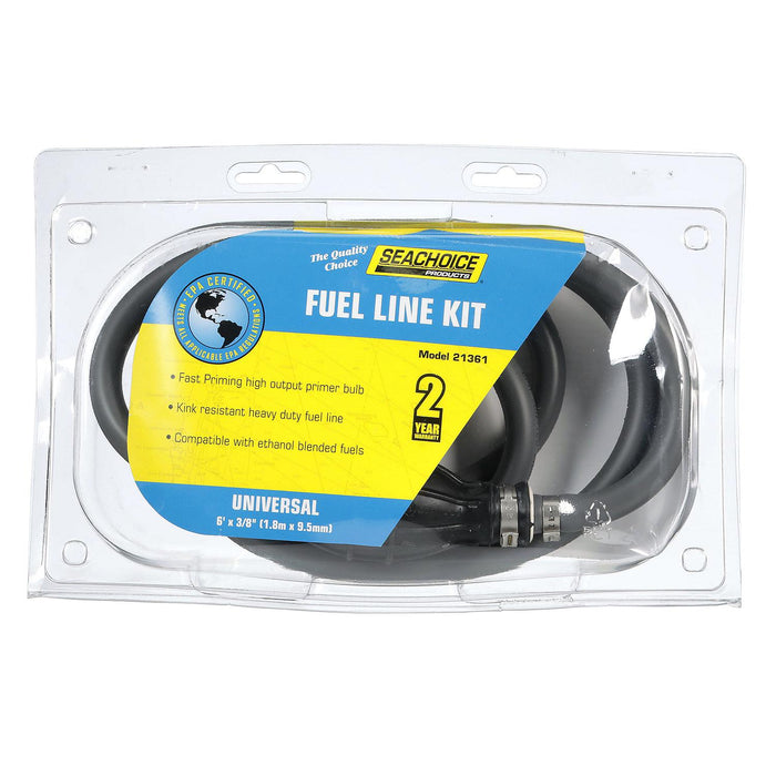 Seachoice 21361 Low Permeation Fuel Line Kit w/ High-Output Primer Bulb, Universal Fit, 3/8 In. X 7 Ft.