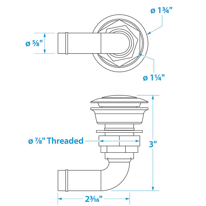 Seachoice 50-23061 90 Degree SS Flush Mount Fuel Vent for 5/8" Hose
