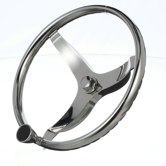 Seachoice 28481 Stainless Steel Sports Steering Wheel With Turning Knob