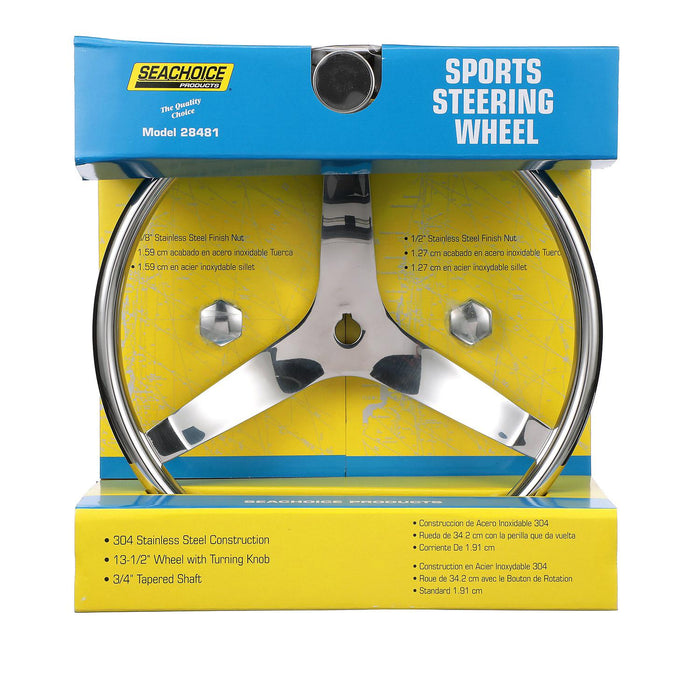 Seachoice 28481 Stainless Steel Sports Steering Wheel With Turning Knob