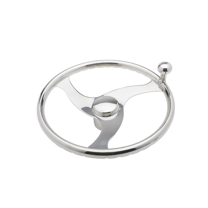 Seachoice 28611 3 Spoke Stainless Steel Steering Wheel w/Turning Knob