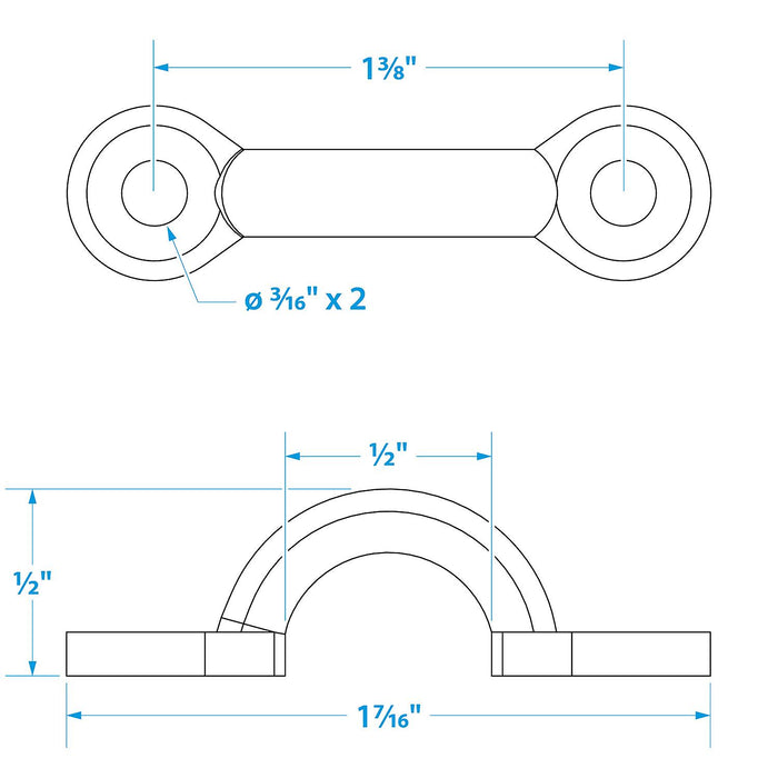Seachoice 28811 Stainles Steel Eye Straps1-7/8" L x 11/32" ID Eye (4 Per Pack)