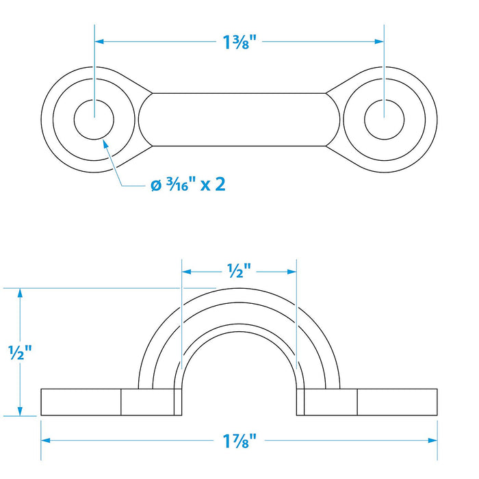 Seachoice 28831 Chrome Plated Zinc Eye Straps 1-7/8" L x 3/8" ID Eye (4 Per, Pack0