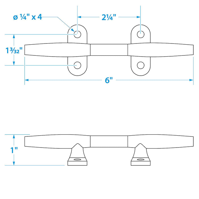Seachoice 30251 Stainless Steel Hollow Base Cleat