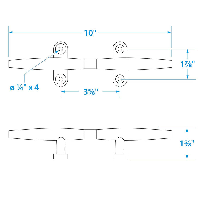 Seachoice 30271 Stainless Steel Hollow Base Cleat