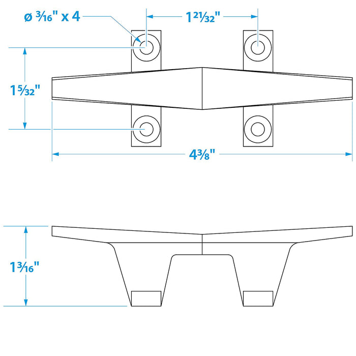 Seachoice 30561 Chrome Plated Zinc Hollow Base Cleat