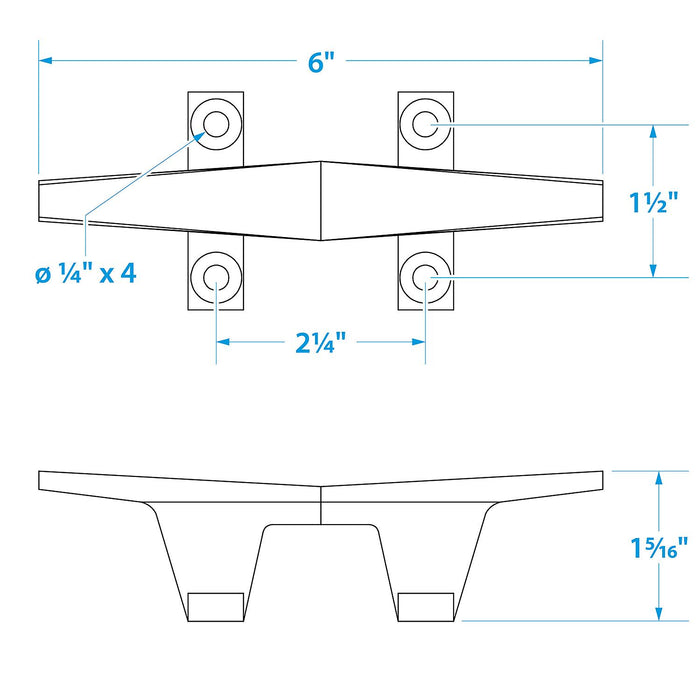 Seachoice 30571 Chrome Plated Zinc Hollow Base Cleat